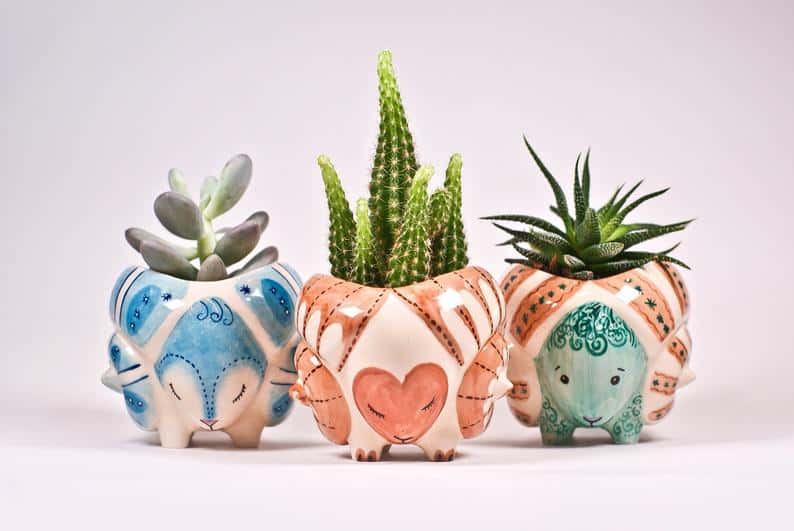 Ceramic planter handmade Succulent cactus planter Pot de fleur Deer pottery planter Ceramic pot plant Pottery planter Cache pot
